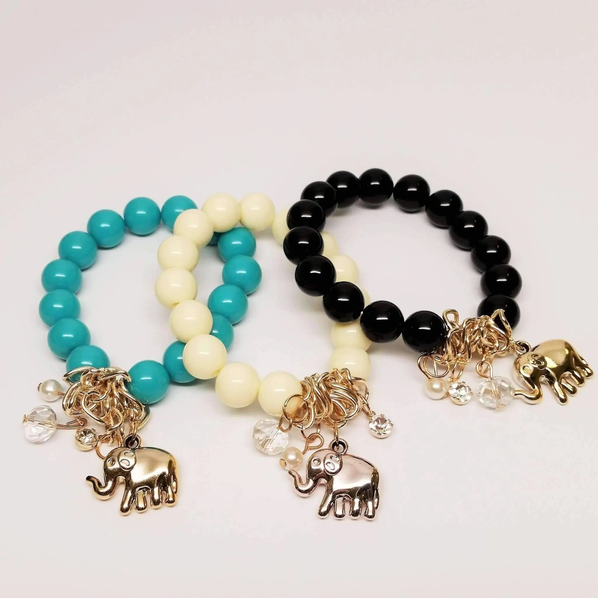 Lucky Elephant Charm Bead Bracelet - 2 Colors