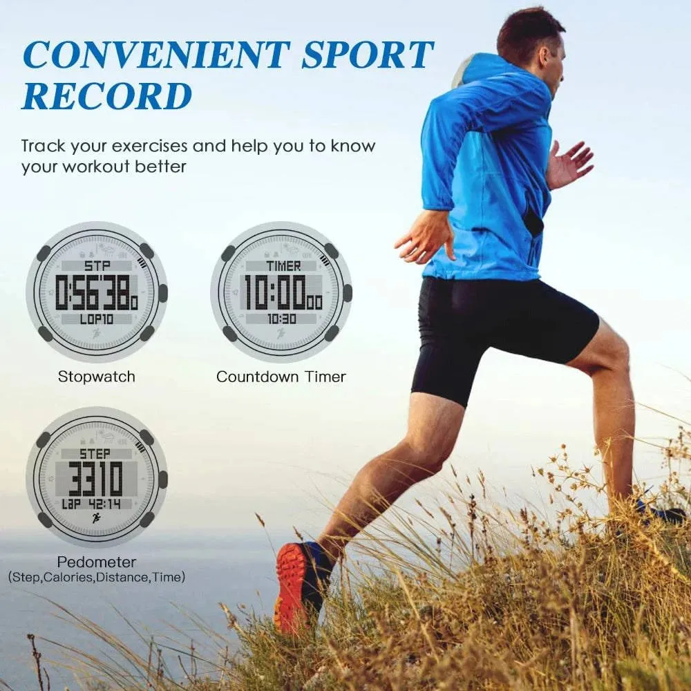 Men Digital Watch Barometer Altimeter Compass Thermometer 50m Waterproof Outdoor Sports Wristwatch for Mountaineering Running