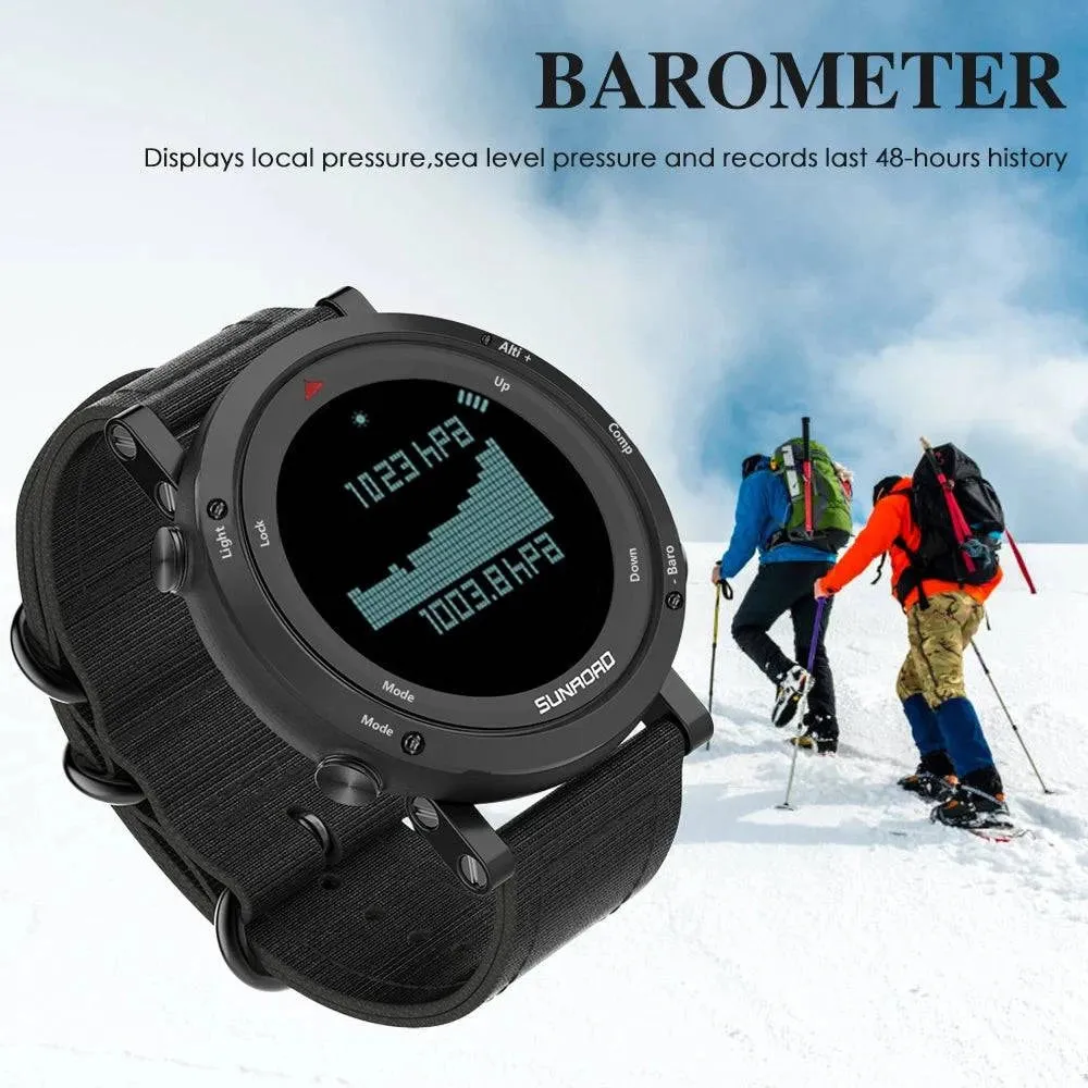 Men Digital Watch Barometer Altimeter Compass Thermometer 50m Waterproof Outdoor Sports Wristwatch for Mountaineering Running