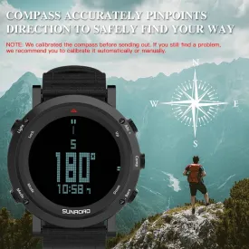 Men Digital Watch Barometer Altimeter Compass Thermometer 50m Waterproof Outdoor Sports Wristwatch for Mountaineering Running