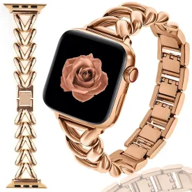 Metal Straps For Apple watch Band 38mm 40mm 41mm | Jewelry Herringbone Design - Rose Gold