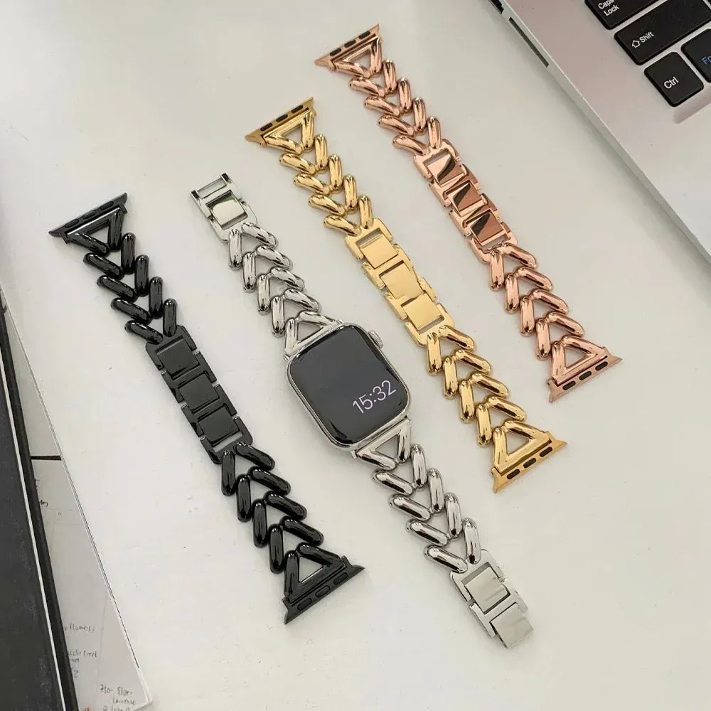 Metal Straps For Apple watch Band 38mm 40mm 41mm | Jewelry Herringbone Design - Rose Gold