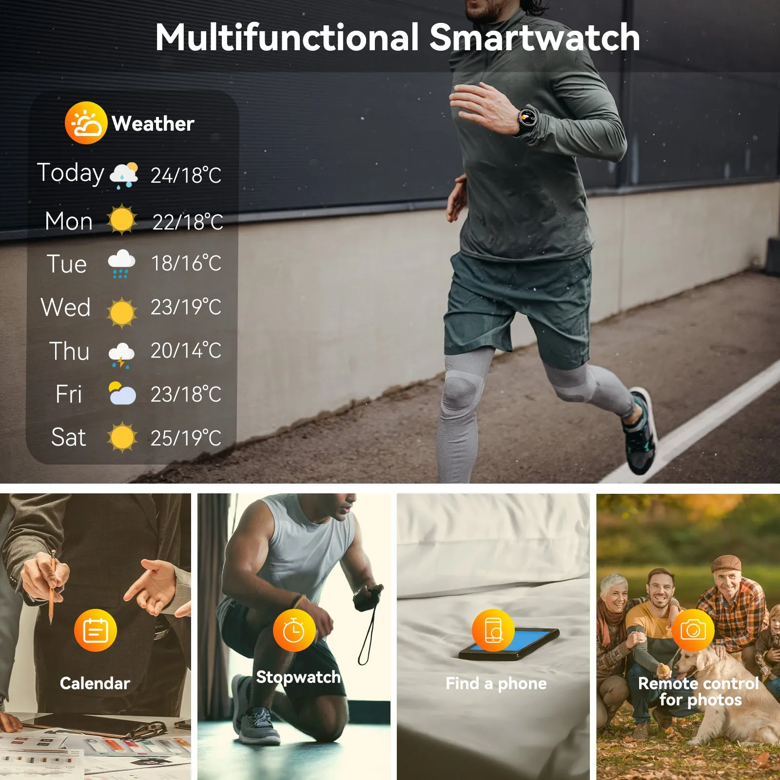 Military Smart Watches for Men with Bluetooth Call 1.43" AMOLED Always On Display Waterproof Rugged Outdoor Tactical Smartwatch with Heart Rate Blood Pressure Sleep Monitor Sports Fitness Watch