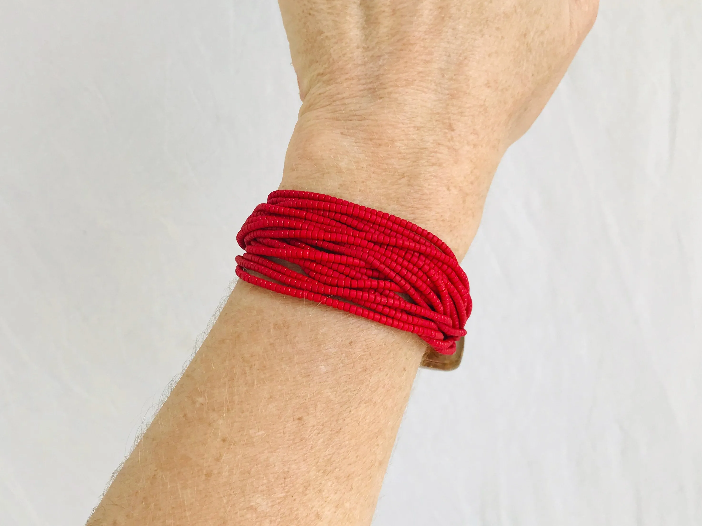 Multi-Strand Beaded Bracelet. Amber and Jade.