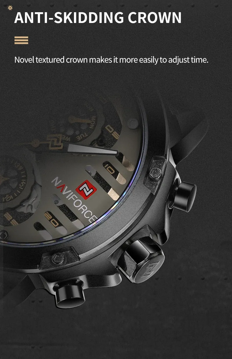 NAVIFORCE Leather Strap Sports Watch