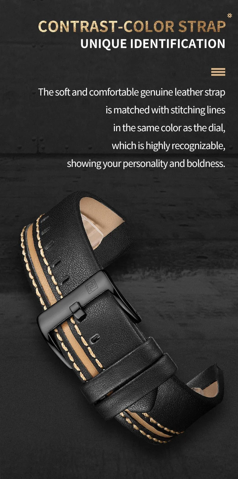 NAVIFORCE Leather Strap Sports Watch