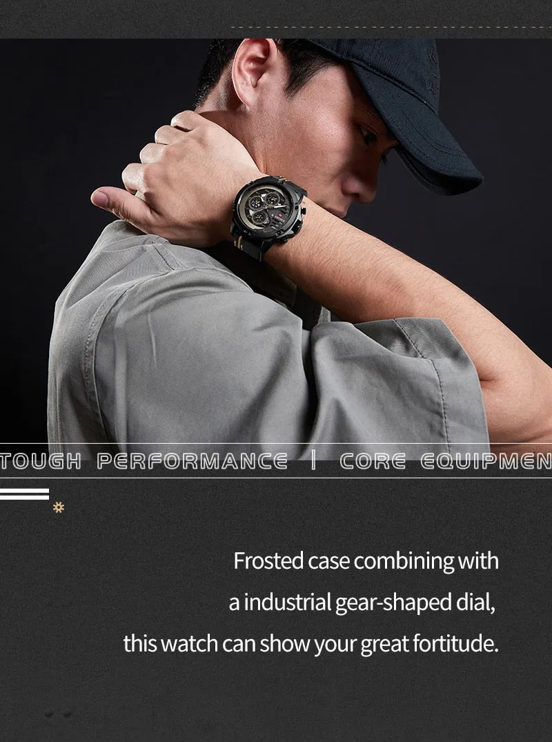 NAVIFORCE Leather Strap Sports Watch