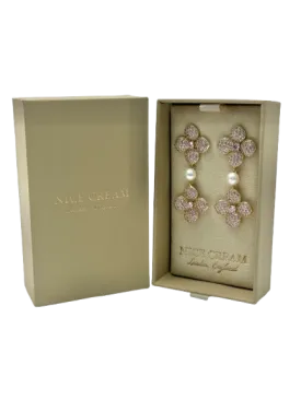 Nice Cream London Hydrangea Pearl Drop Clover Earrings