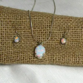 Opal Pendant Necklace & Earrings