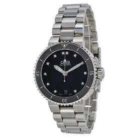 Oris Aquis Date Black Diamond Dial Stainless Steel Ladies Watch 733-7652-4194MB 01 733 7652 4194-07 8 18 01P