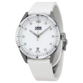 Oris Artix GTDate Diamonds White Dial White Rubber Ladies Watch 733-7671-4191RS 01 733 7671 4191-07 4 18 30FC