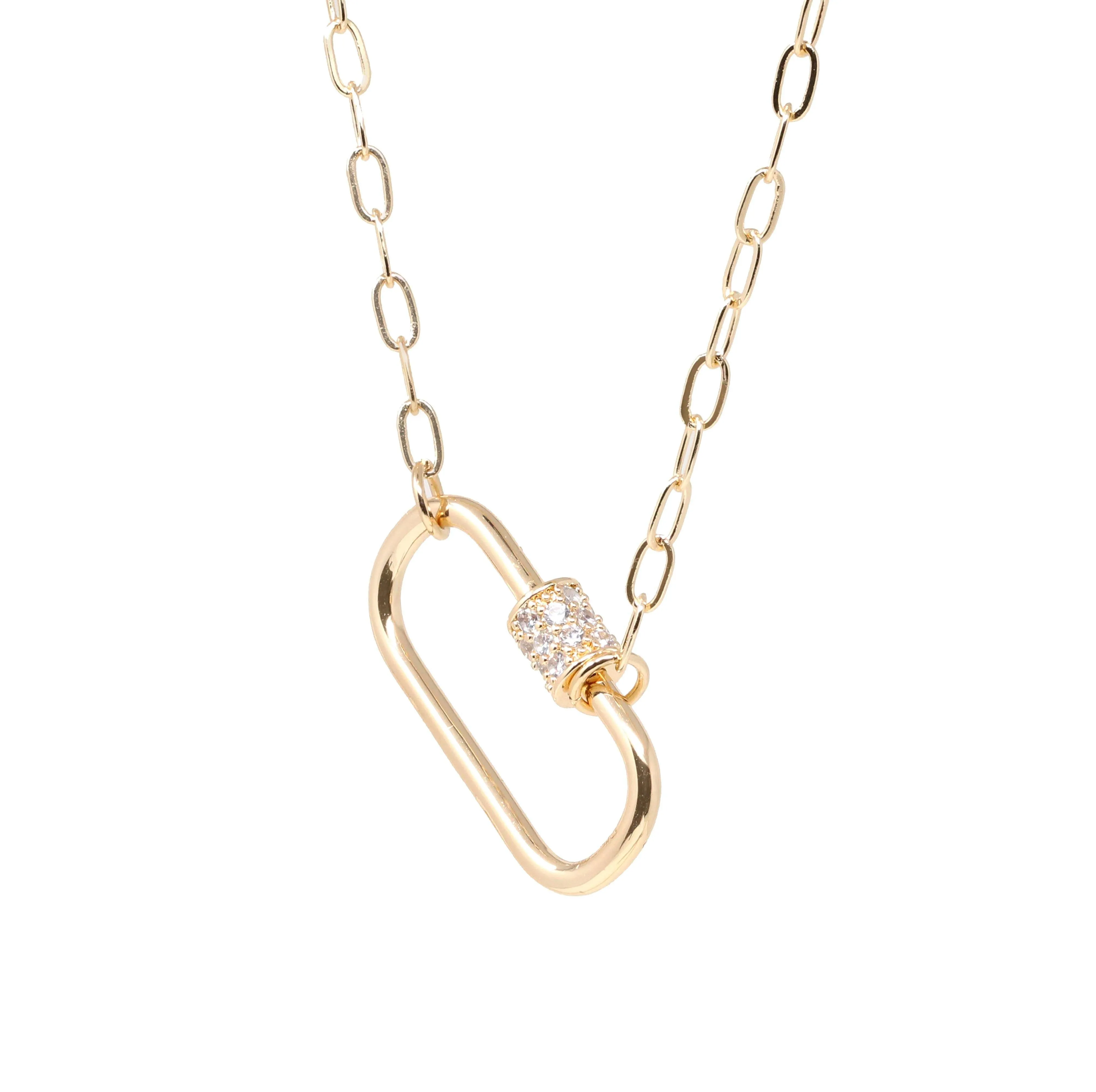 Pave Carabiner Lock Necklace