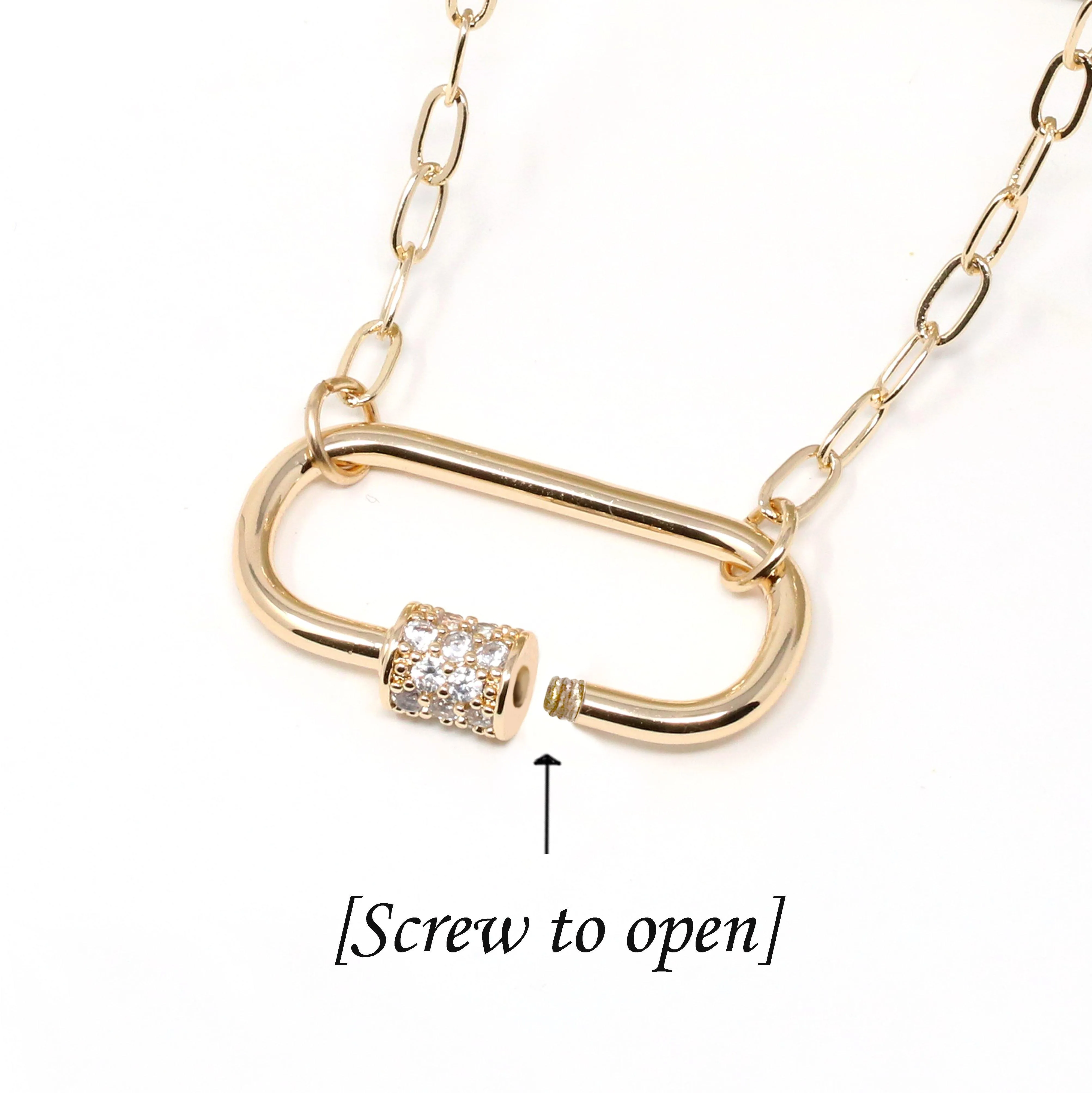 Pave Carabiner Lock Necklace