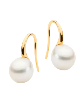 Pearl Earrings - 9ct Yellow Gold South Sea Pearl Drop Earrings - 764137
