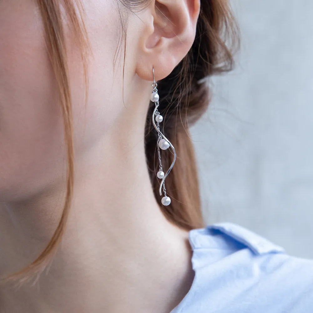 Pearly Linear Drop Earrings