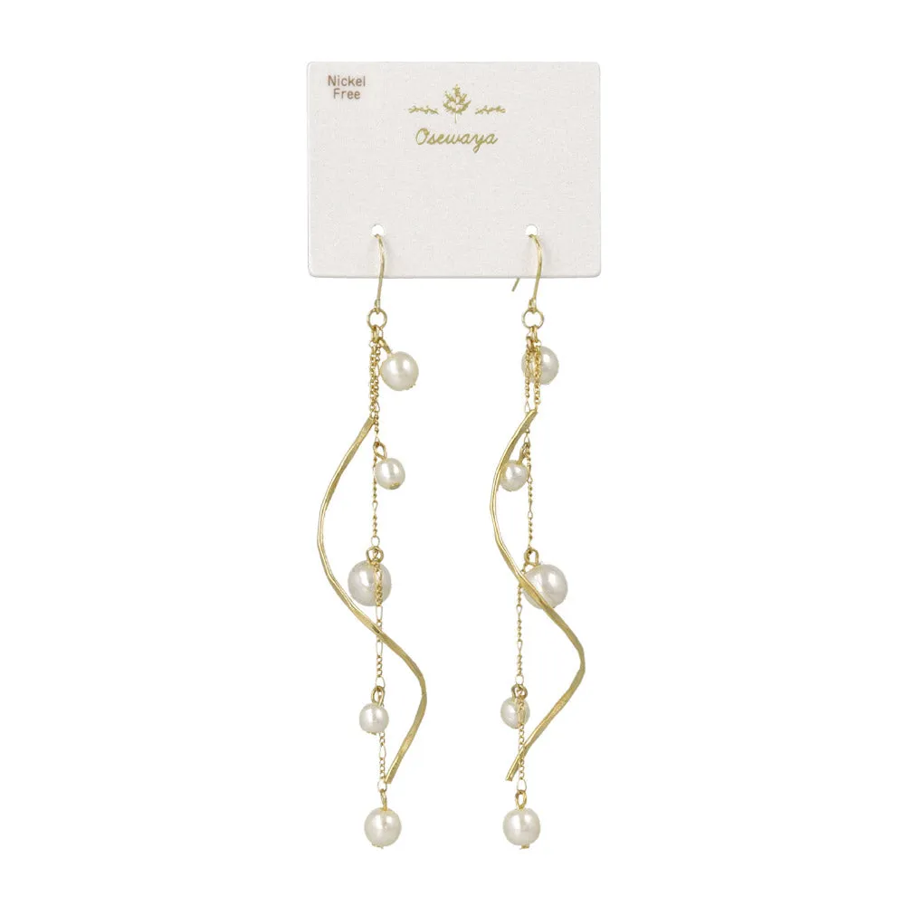 Pearly Linear Drop Earrings