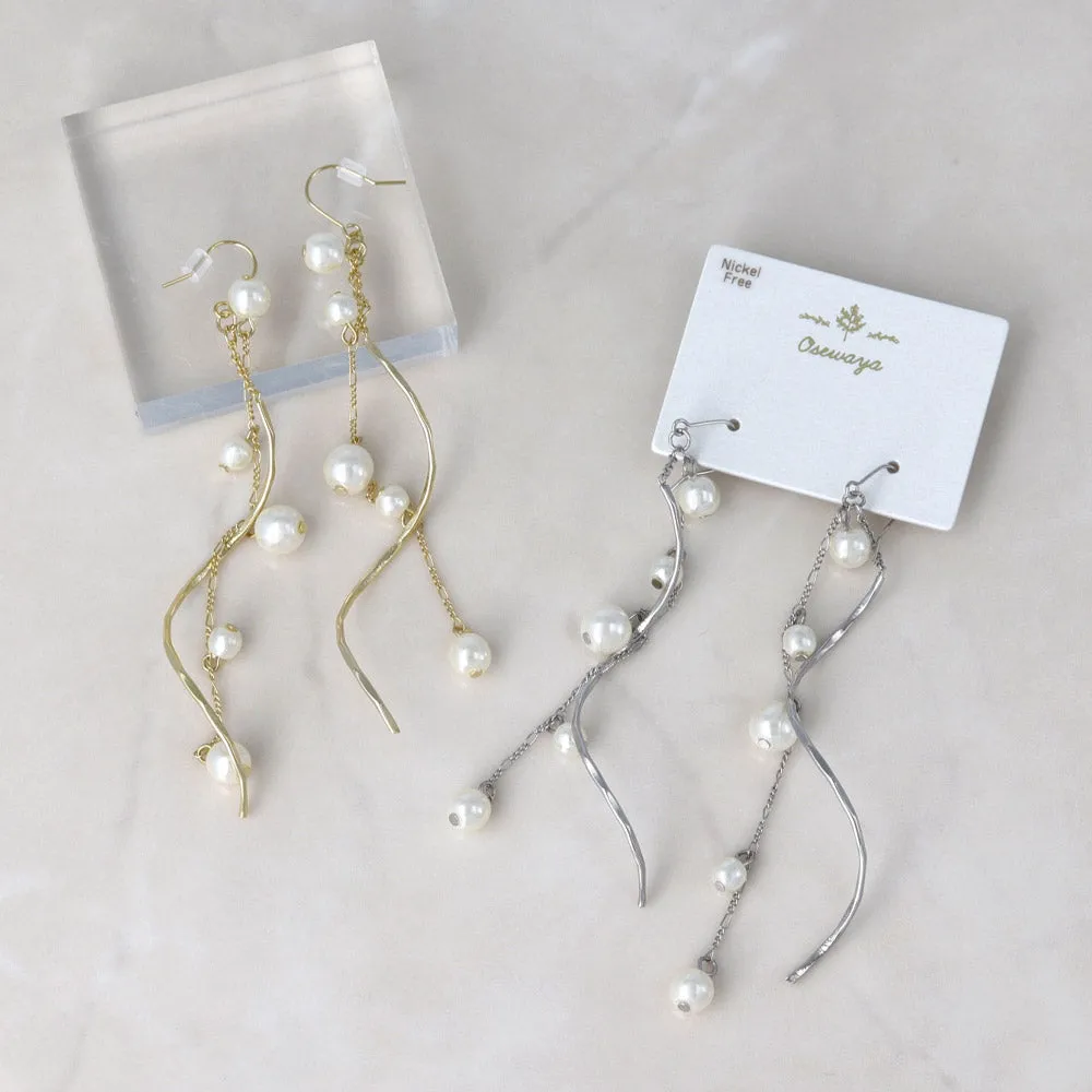 Pearly Linear Drop Earrings