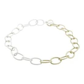 "L'Or" Gold and Silver Mixed Metal Chunky Choker Chain Necklace