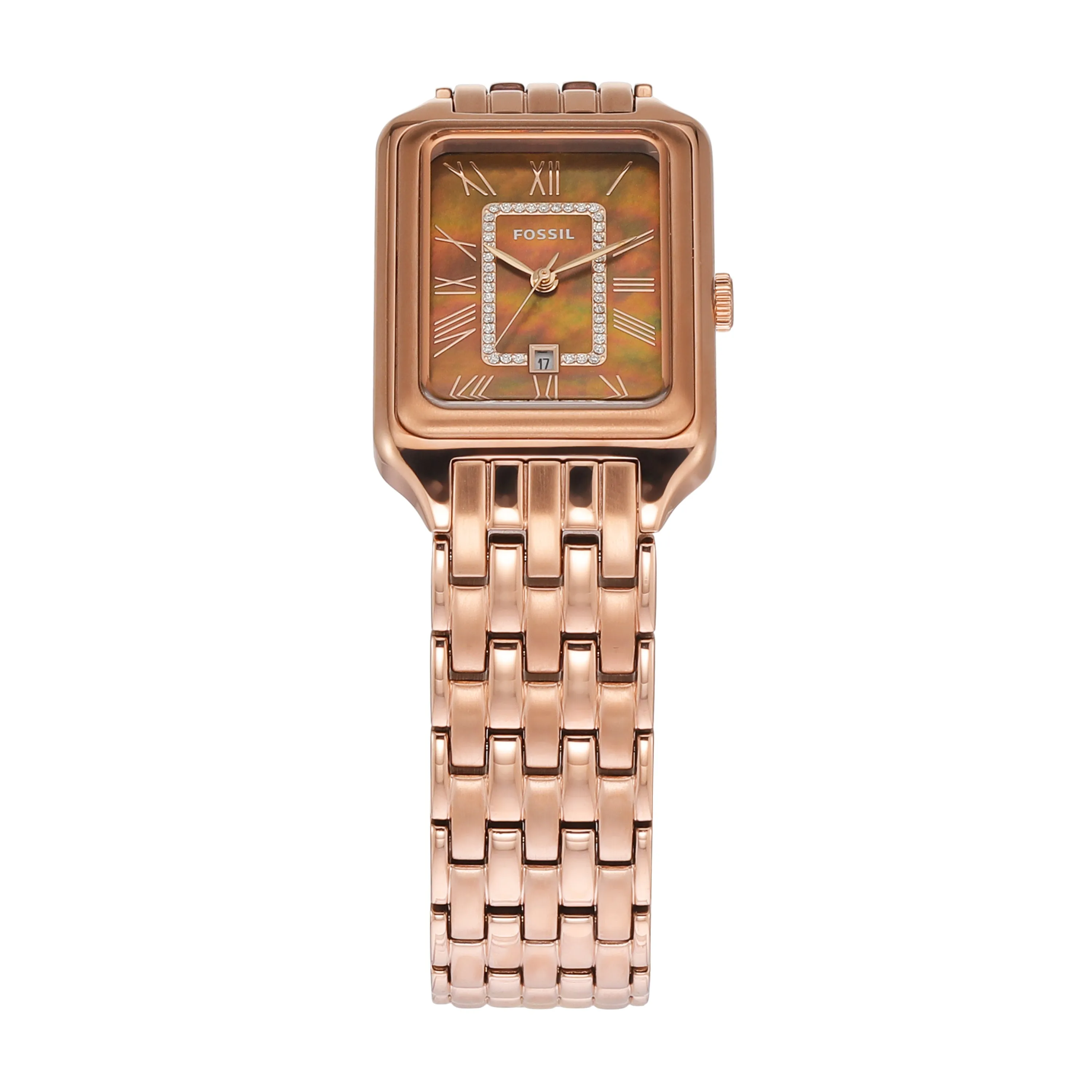 Raquel Rose Gold-Tone Stainless Steel Brown Dial Womens Watch ES5323