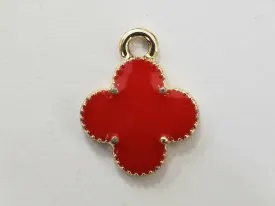 Red Flower Alloy Charms
