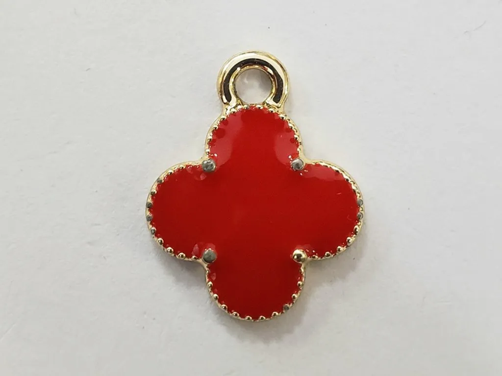 Red Flower Alloy Charms