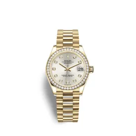 Rolex Datejust 31 Automatic Silver Diamond Dial Ladies 18kt Yellow Gold President Watch 278288SDP