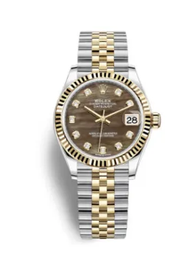 Rolex Datejust 31 Black Mother of Pearl Diamond Dial Automatic Ladies Steel and 18kt Yellow Gold Jubilee Watch 278273BKMDJ