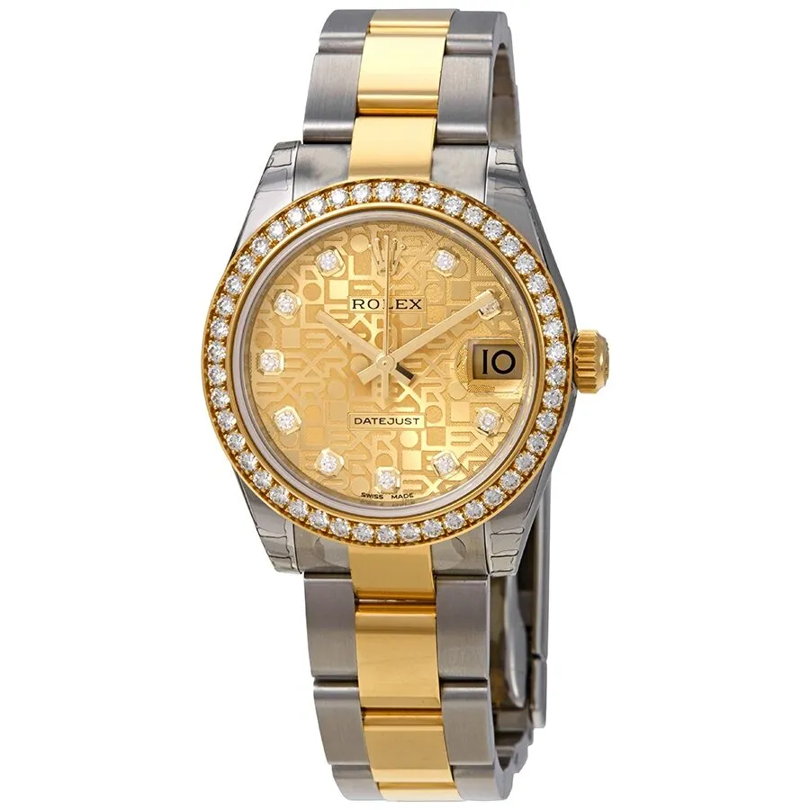 Rolex Datejust 31 Champagne Jubilee Diamond Dial Ladies Steel and 18kt Yellow Gold Oyster Watch 178383CJDO