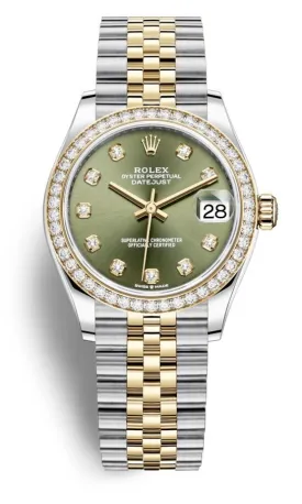 Rolex Datejust 31 Green Diamond Dial Automatic Ladies Steel and 18kt Yellow Gold Jubilee Watch 278383GNDJ