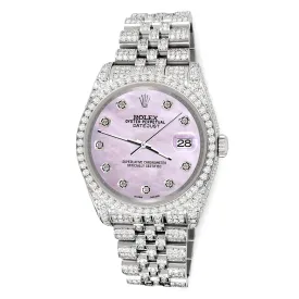 Rolex Datejust 36mm 10.2ct Iced Diamond Pink Pearl Jubilee Watch  TFJ-142508341