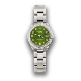 Rolex Datejust Midsize 31mm Domed 24 Diamonds Bezel/Royal Green Dial Watch  TFJ-142508789