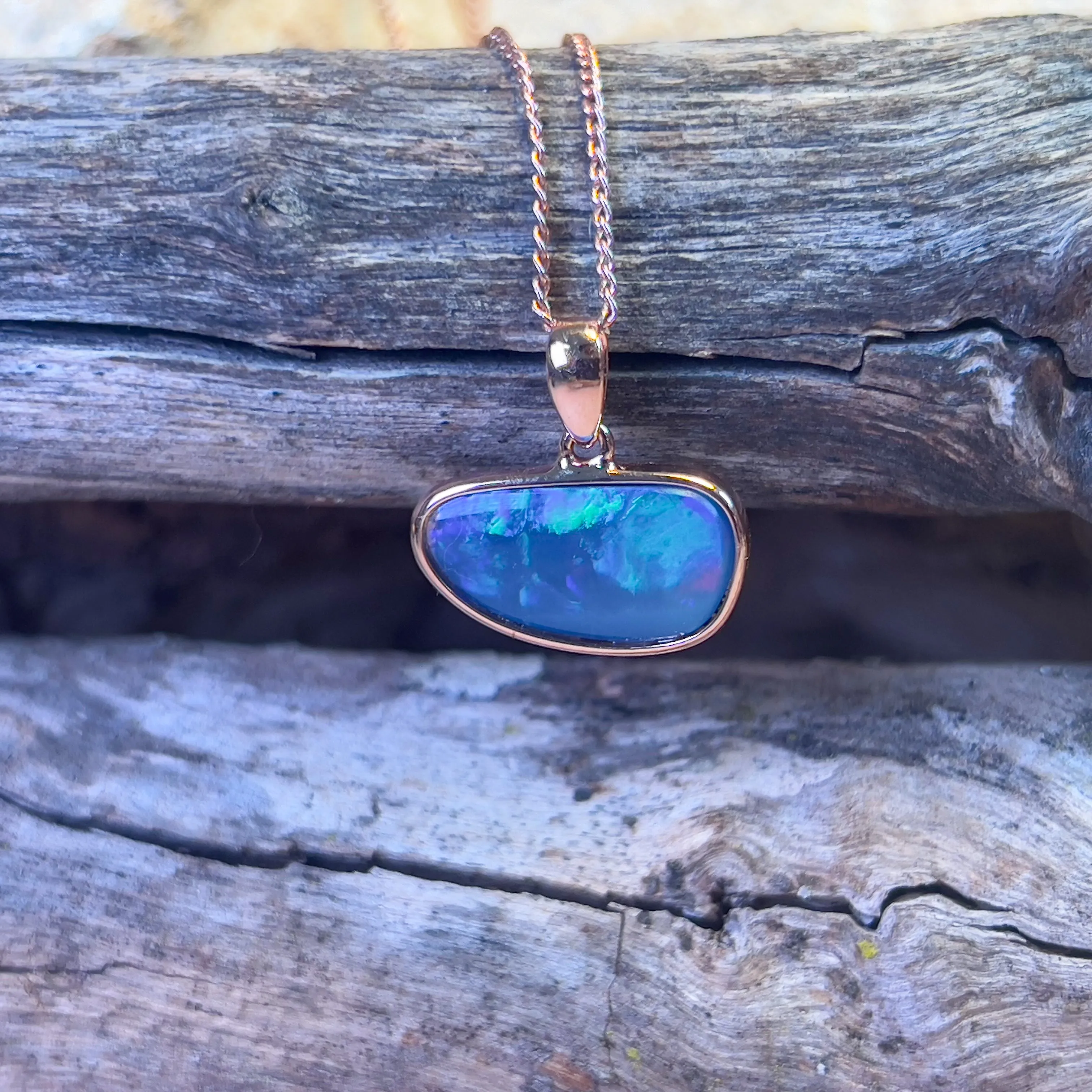 Rose Gold plated Sterling Silver bezel set Light Opal 2.05ct pendant