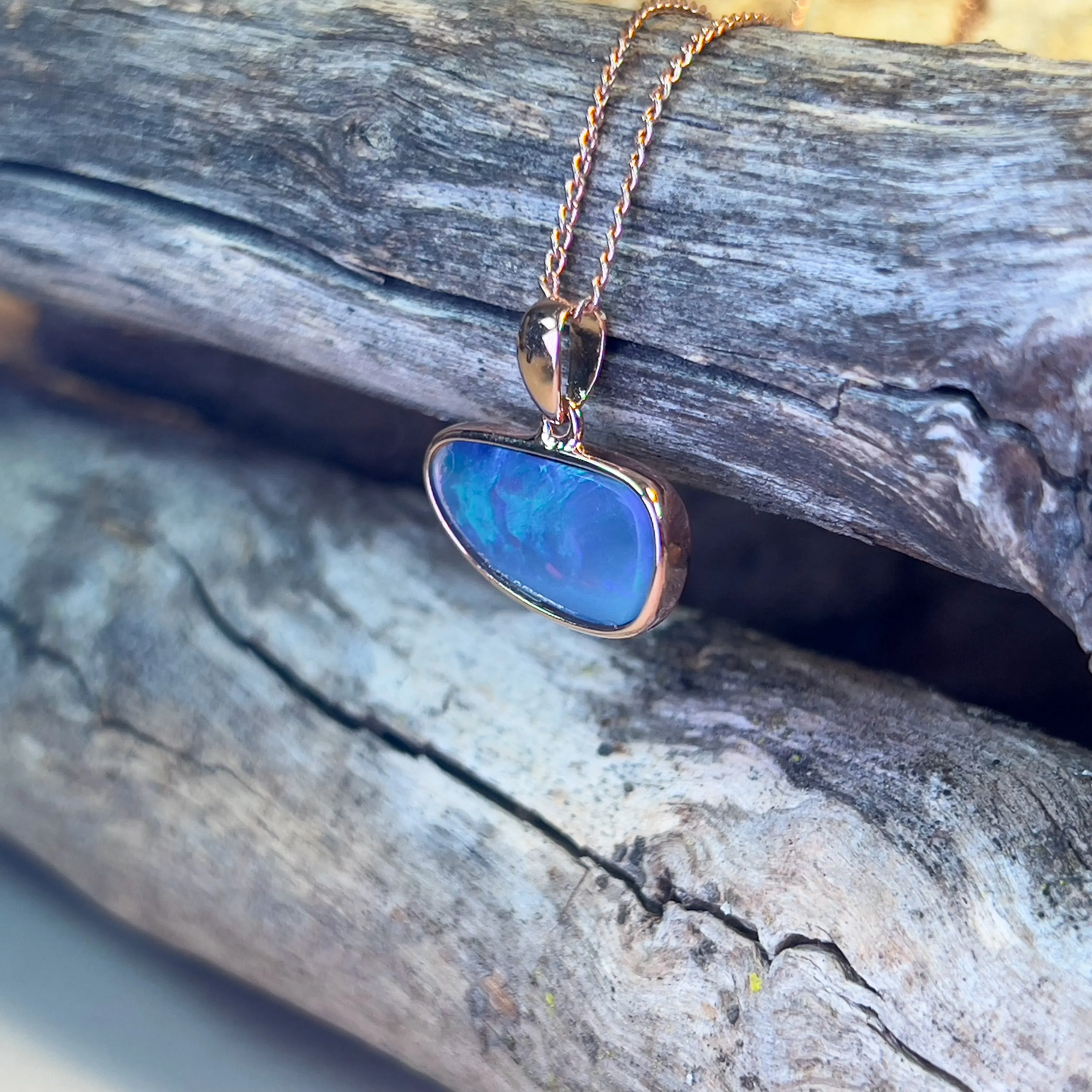 Rose Gold plated Sterling Silver bezel set Light Opal 2.05ct pendant