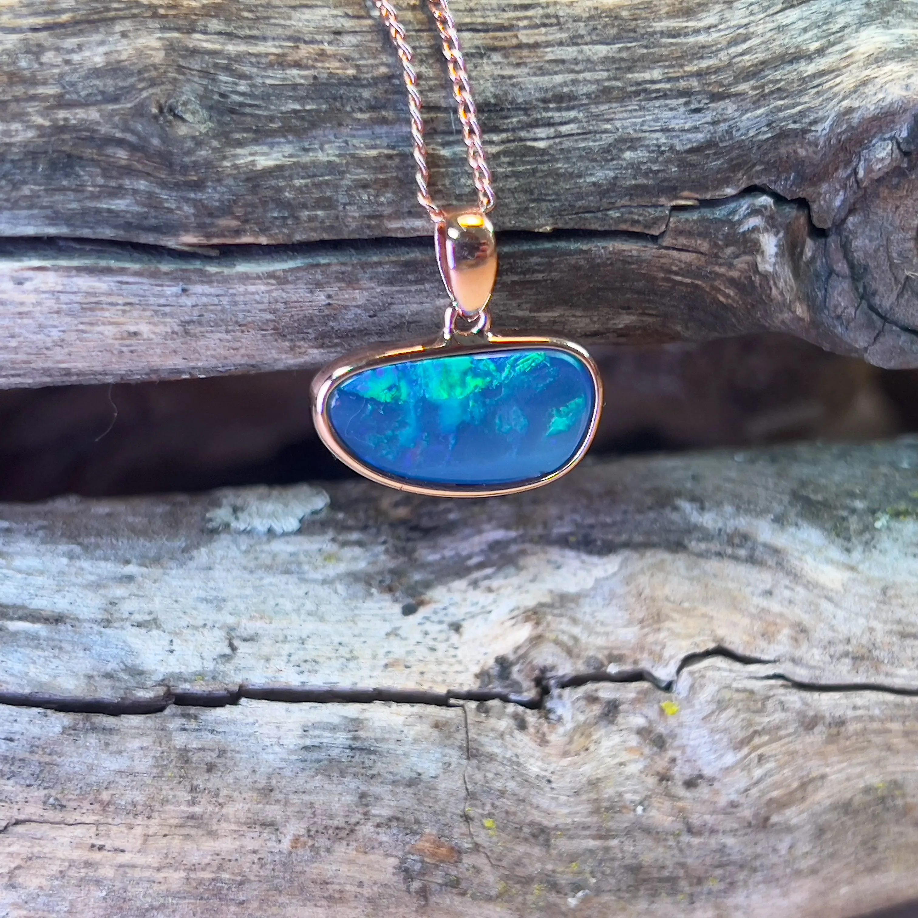 Rose Gold plated Sterling Silver bezel set Light Opal 2.05ct pendant