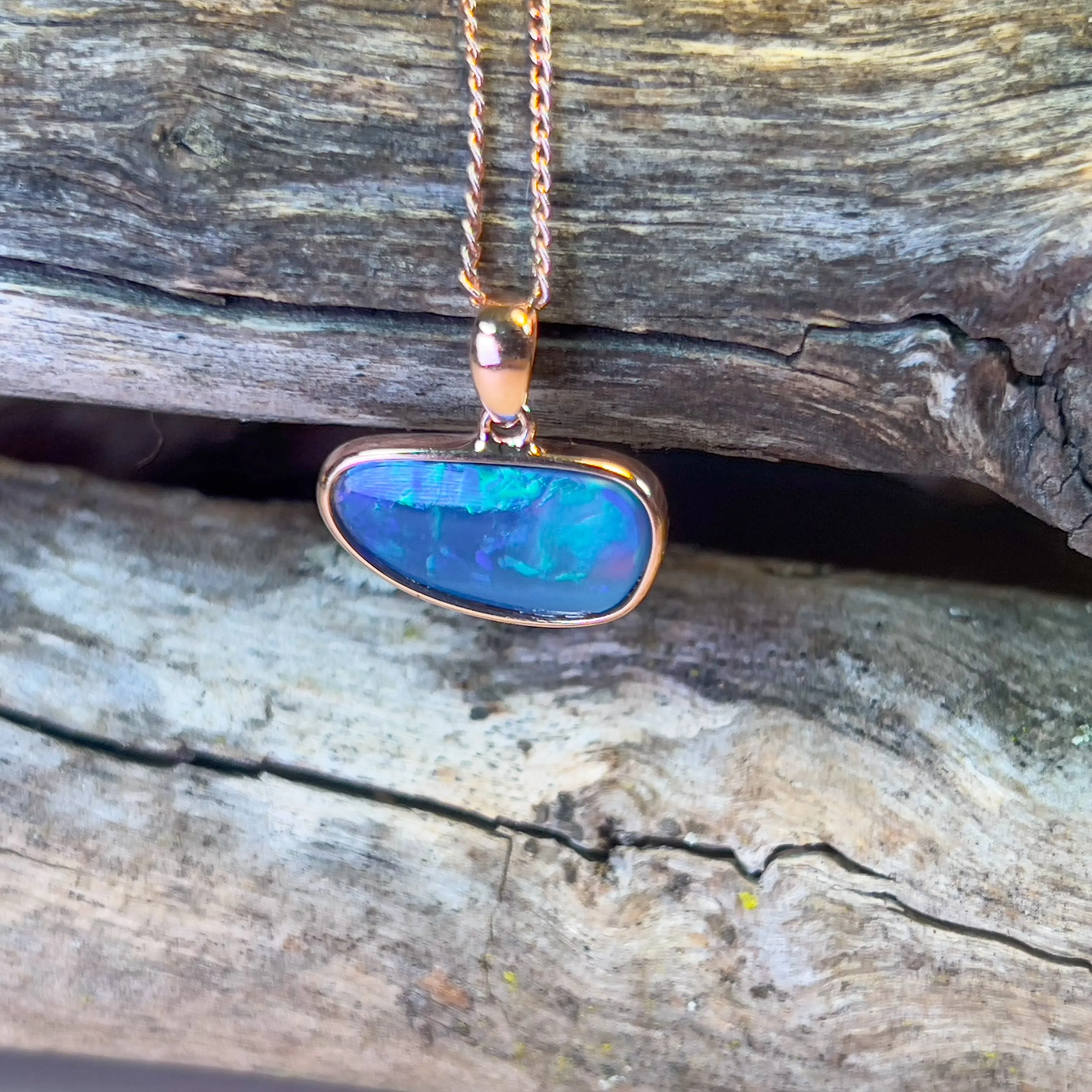 Rose Gold plated Sterling Silver bezel set Light Opal 2.05ct pendant