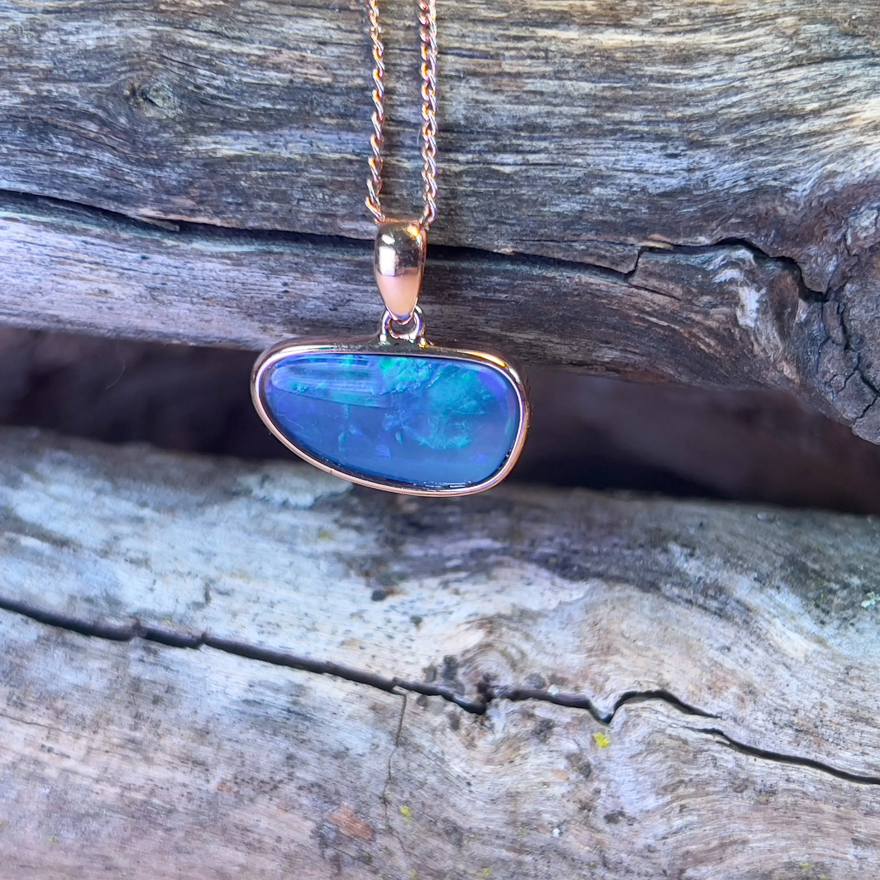 Rose Gold plated Sterling Silver bezel set Light Opal 2.05ct pendant