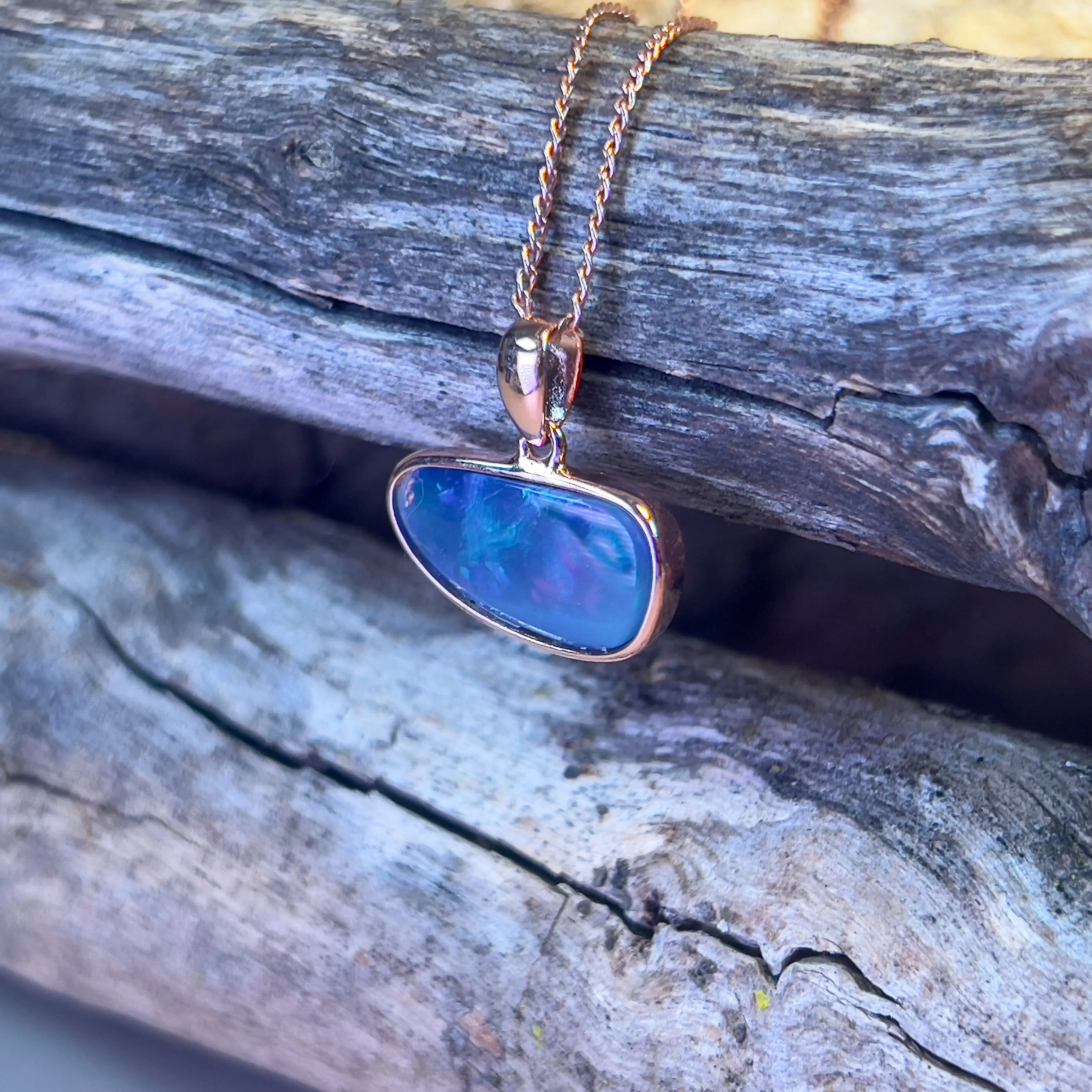 Rose Gold plated Sterling Silver bezel set Light Opal 2.05ct pendant