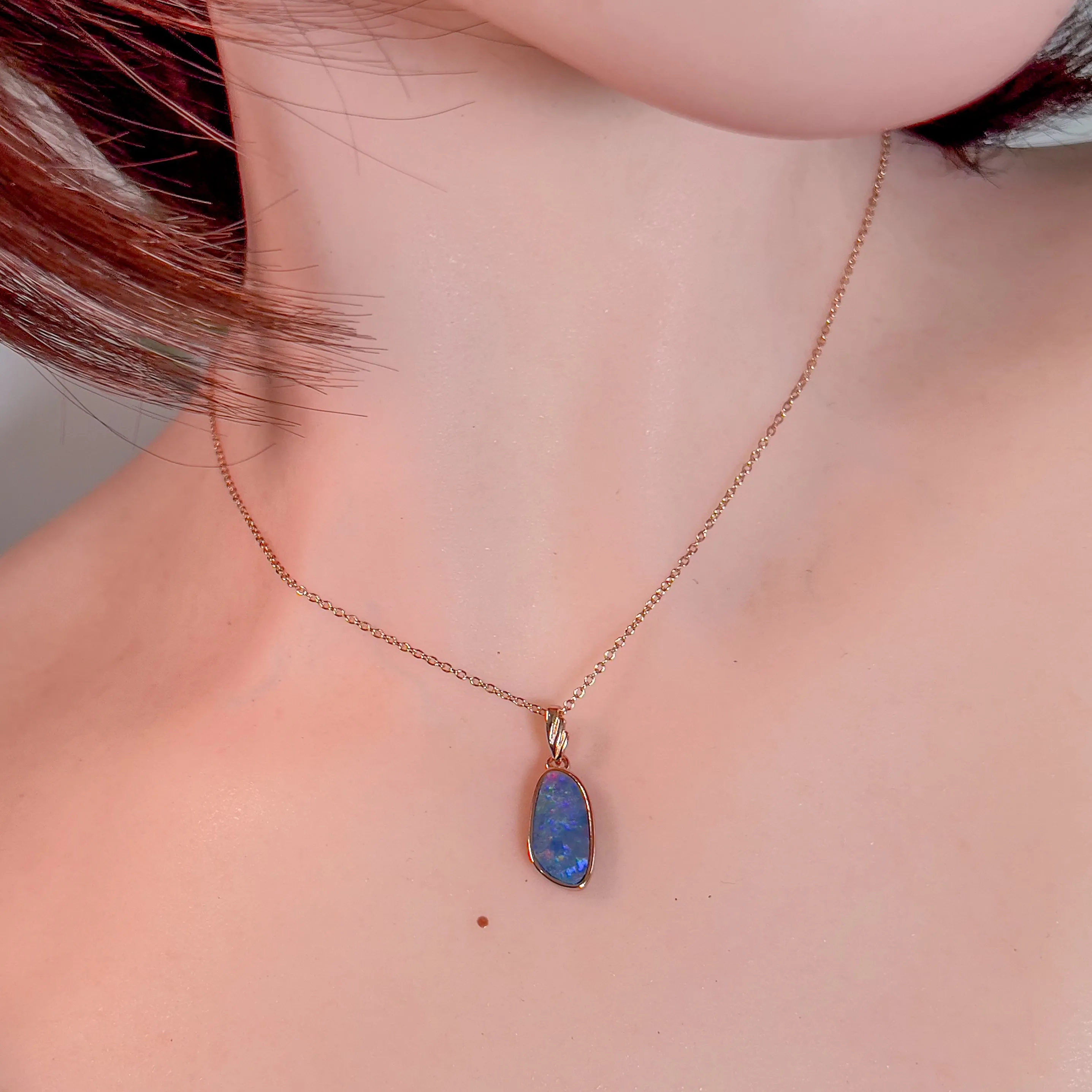 Rose Gold plated Sterling Silver Opal doublet pendant