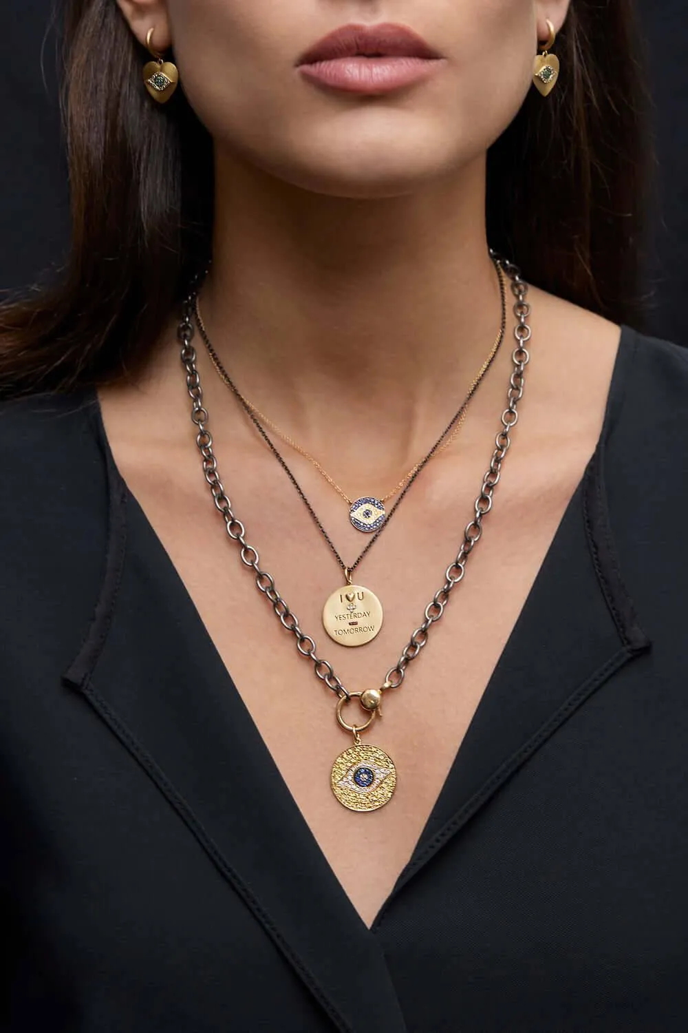 Round link chain large gold lock SLV-W14