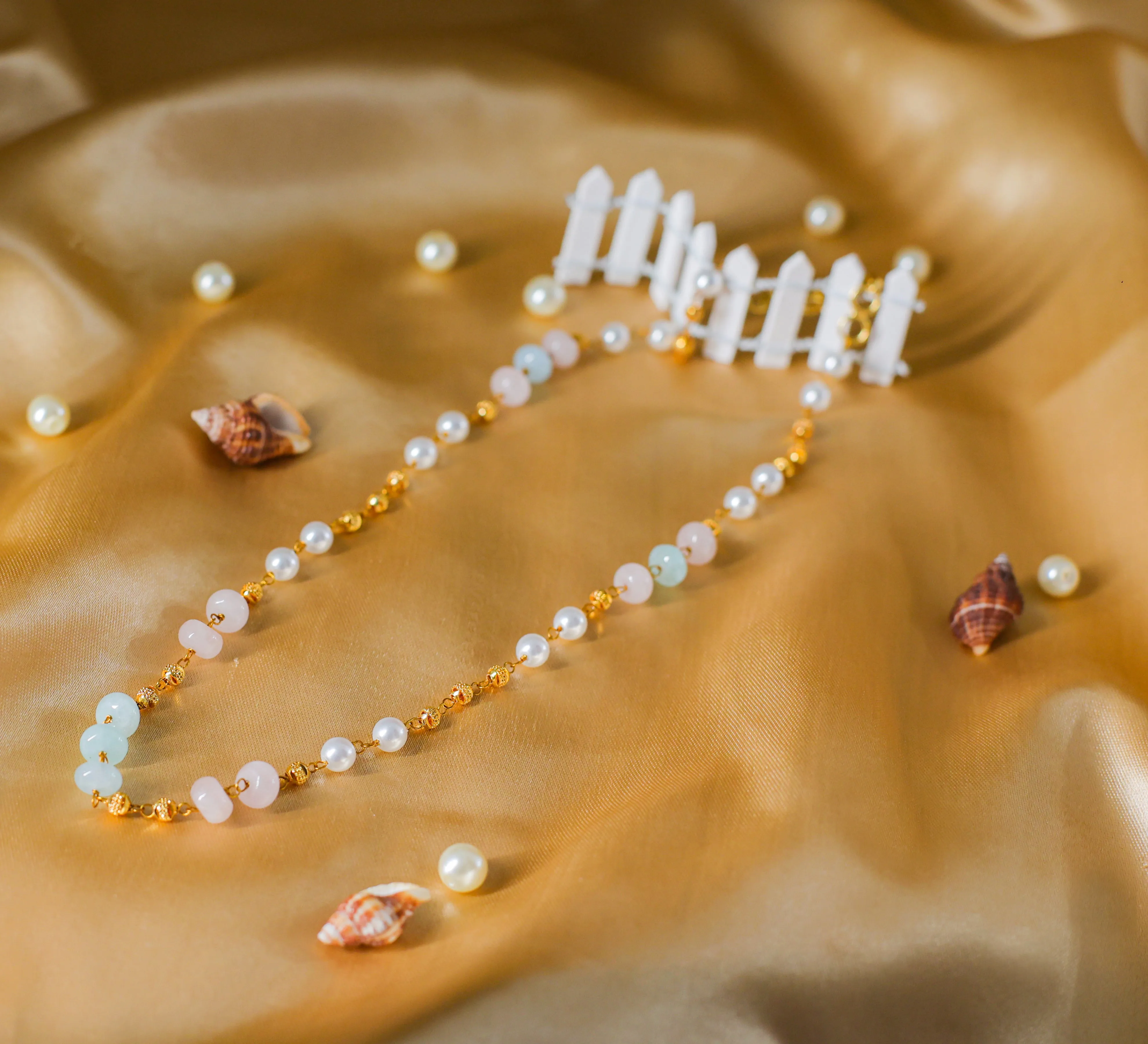 Shell Pearls & Golden Balls Mala Set