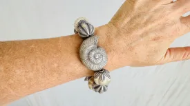 Silver Beaded Bracelet. Sterling Silver Shells. Chunky Jewelry. Gift for Her. 2680