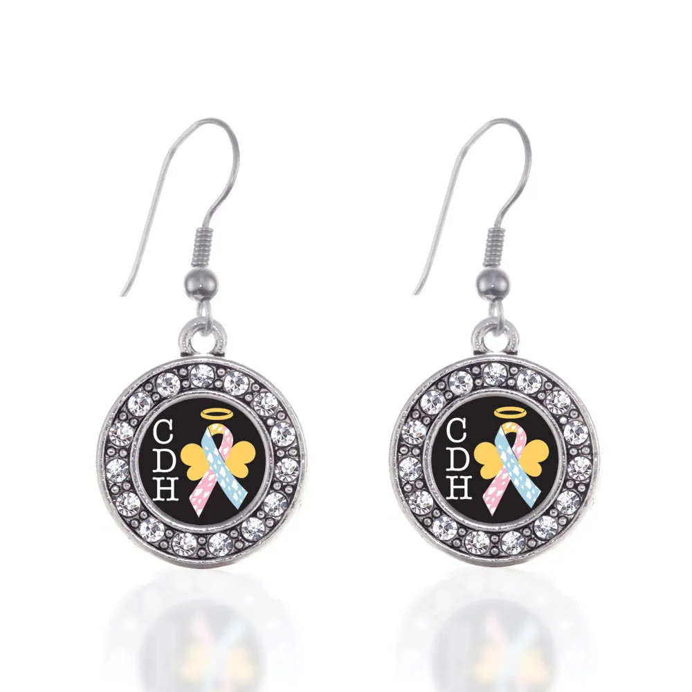 Silver CDH Awareness Circle Charm Dangle Earrings