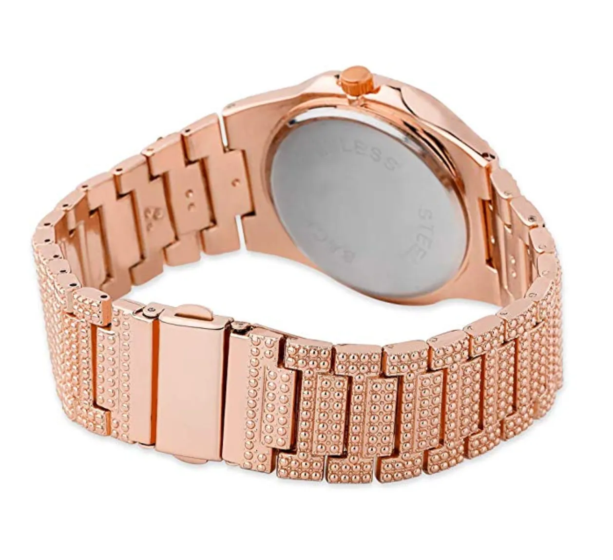 Silver Color Watch Simulated Diamond Watch Luxury Hip Hop Bling Bust Down Watch Iced Out Bling Watch