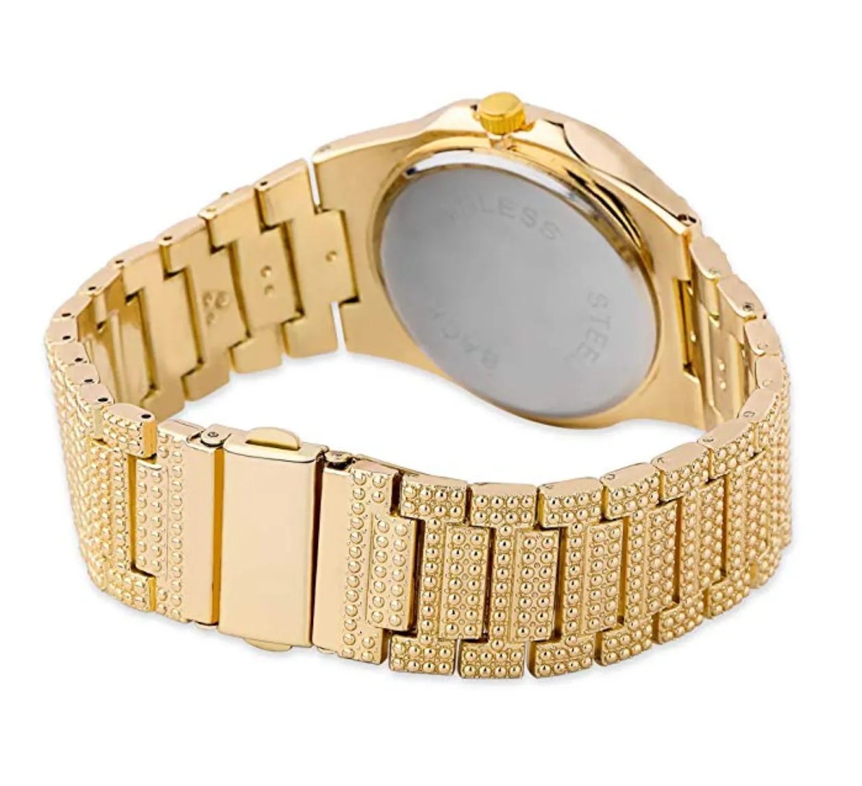 Silver Color Watch Simulated Diamond Watch Luxury Hip Hop Bling Bust Down Watch Iced Out Bling Watch