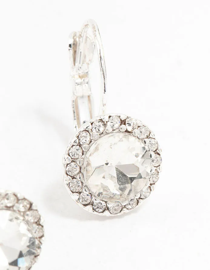 Silver  Continental  Bohemia Czech Crystal Halo Stud Earrings