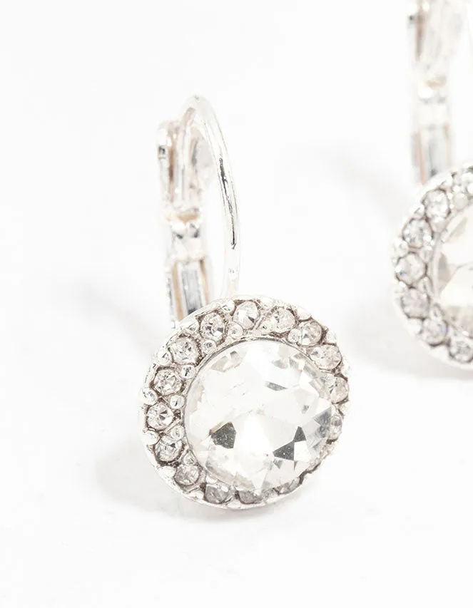 Silver  Continental  Bohemia Czech Crystal Halo Stud Earrings
