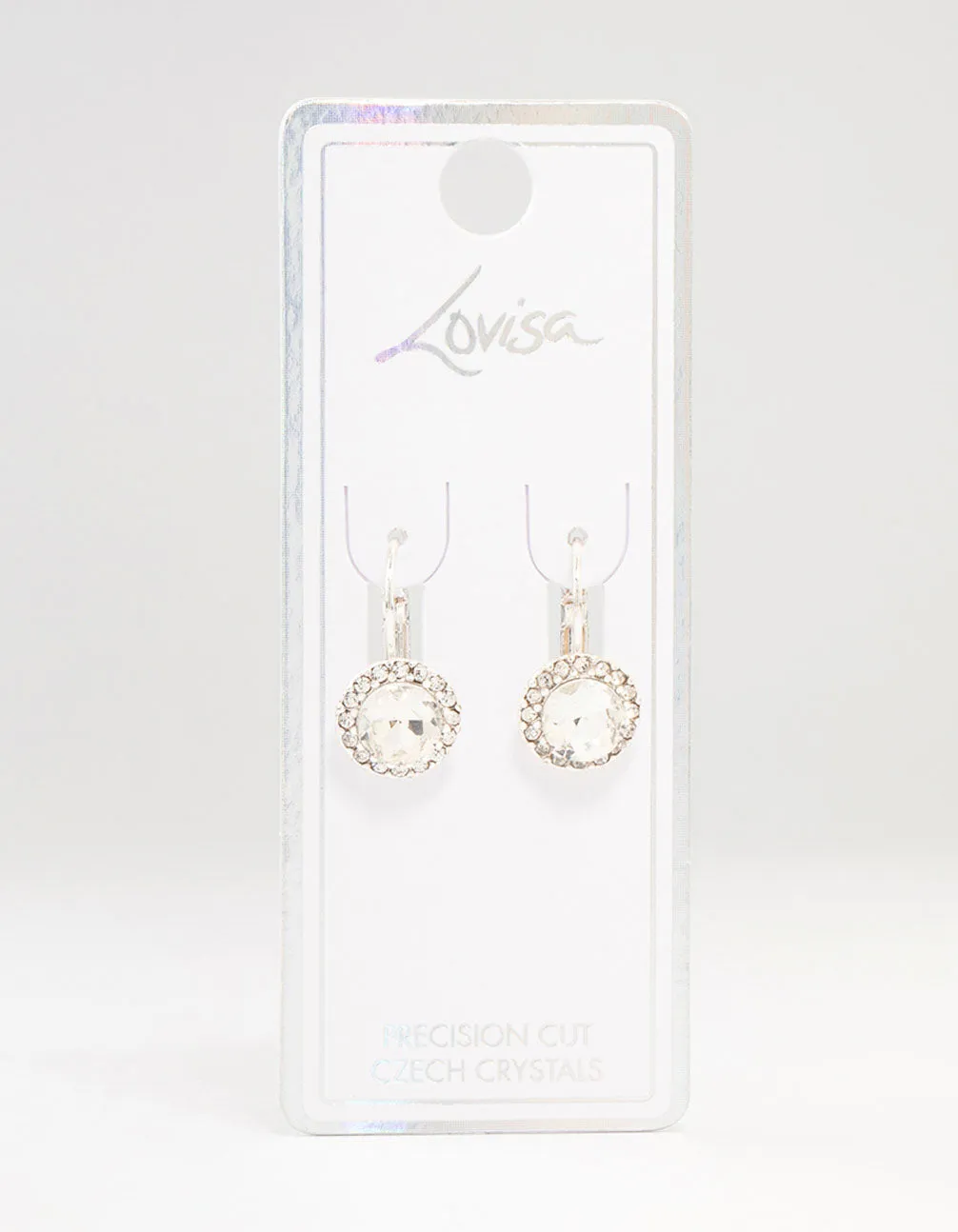 Silver  Continental  Bohemia Czech Crystal Halo Stud Earrings