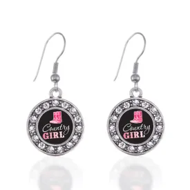 Silver Country Girl Circle Charm Dangle Earrings