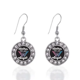 Silver Mother Of An Angel Circle Charm Dangle Earrings