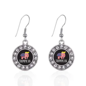 Silver Trumpican Circle Charm Dangle Earrings